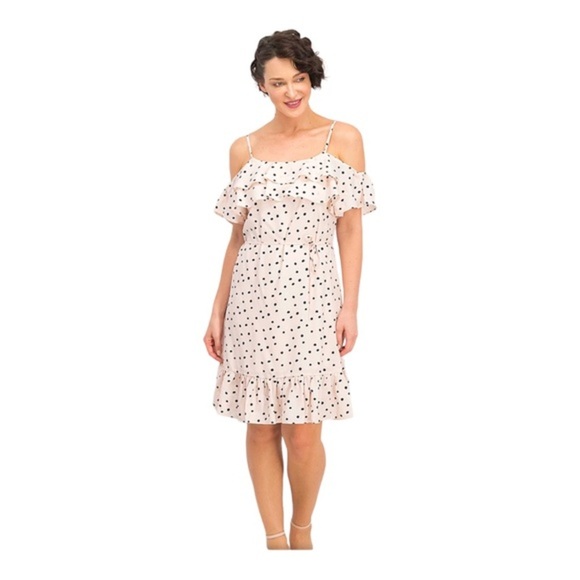 Anthropologie Avec les filles‎ pink polka dot ruffled tiered belted dress size 4 - Picture 6 of 16